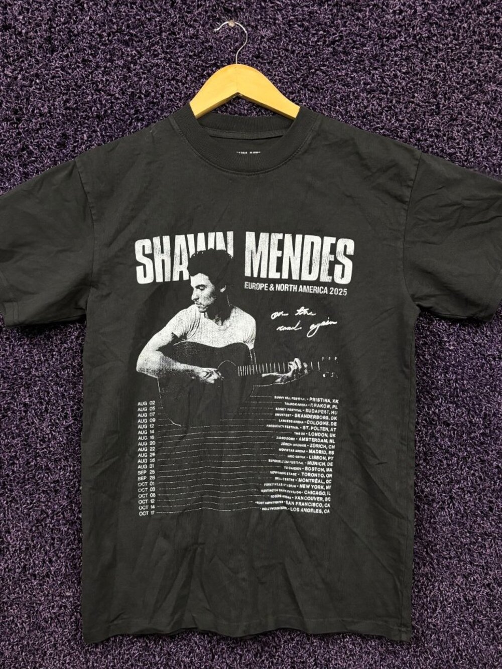 Shawn Mendes On The Road Again 2025 Tour Dates Pop T-Shirt M